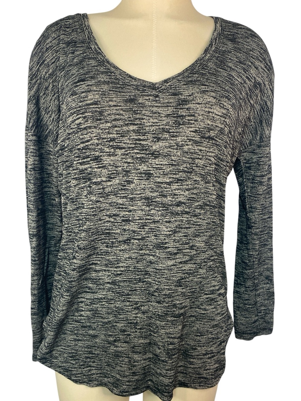 Rock & Republic V-Neck Marled Long Sleeve Top- Gray Women’s Medium